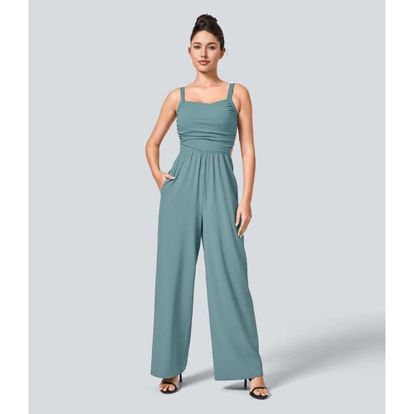 Halara Pants - NWT Halara Breezeful™ Lace Up Pocket Quick Dry Casual Jumpsuit Size Small